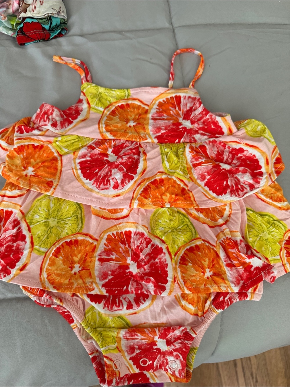 Posh Peanut Pink Citrus Print One-Piece Bodysuit
